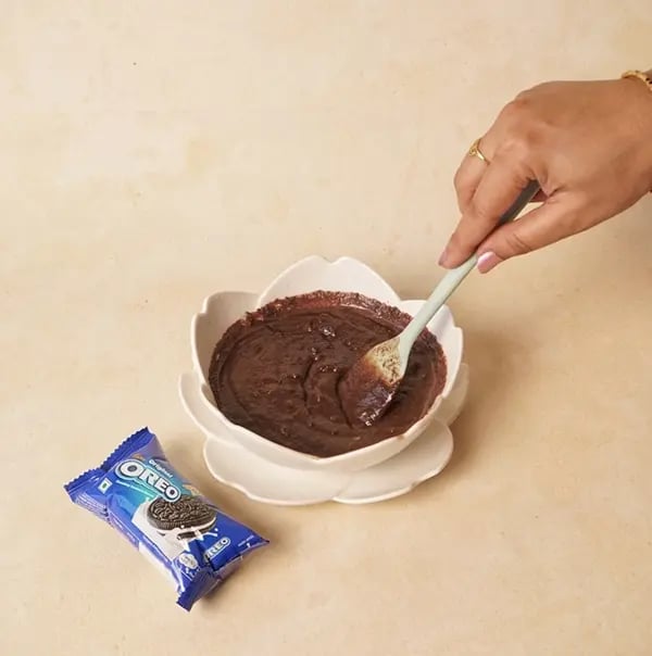Oreo Lunch Box Cake For Friendship Day - lump-free batter with a pourable consistency