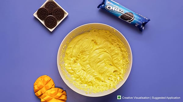 Oreo Mango Cheesecake Recipe - Cream Cheese Mango Mixture