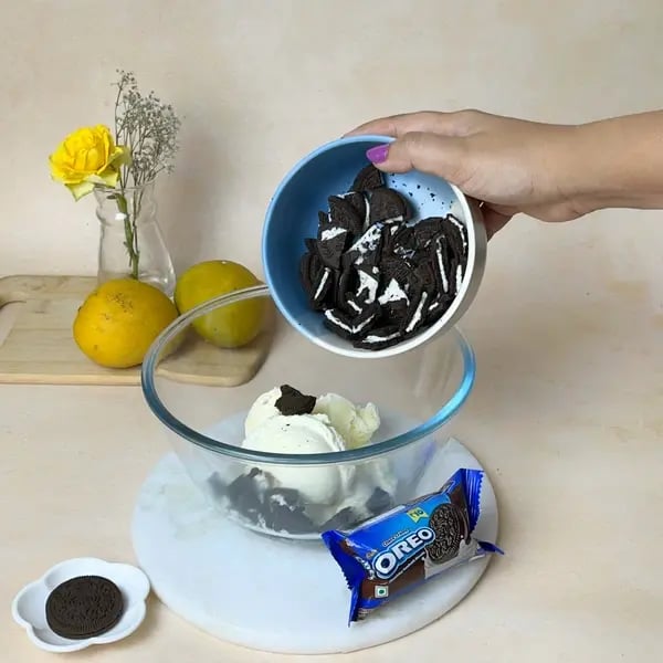 Oreo Mango Icecream Cake - Mixing Ice Cream Oreos