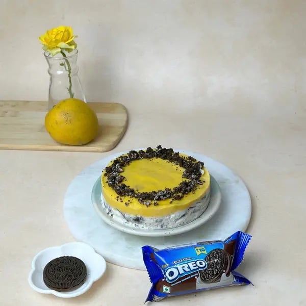 Oreo Mango Icecream Cake - Chilled Cake Garnished