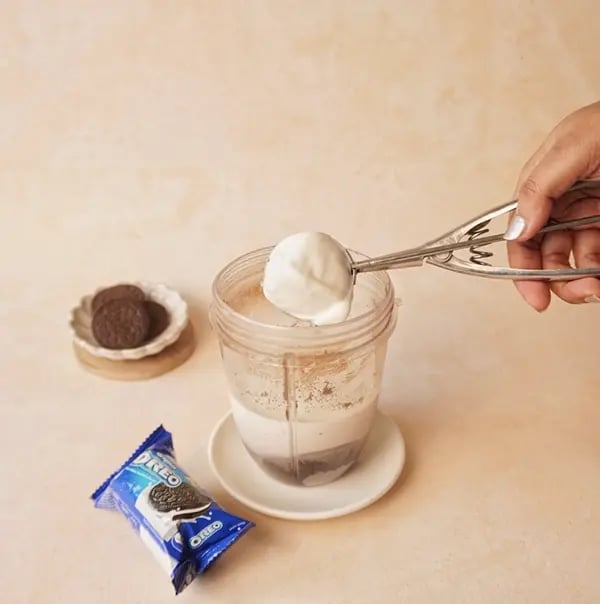 OREO McFlurry-Add 1 scoop of vanilla ice cream