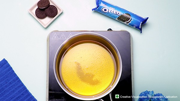 Oreo Mysore Pak Recipe - Melting Ghee In Pan