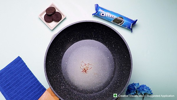 Oreo Mysore Pak Recipe - Boiling Sugar Mixture