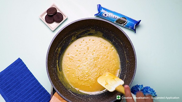Oreo Mysore Pak Recipe - Mixing Ghee