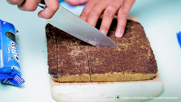 Oreo Mysore Pak Recipe - Oreo Topped Mysore Pak
