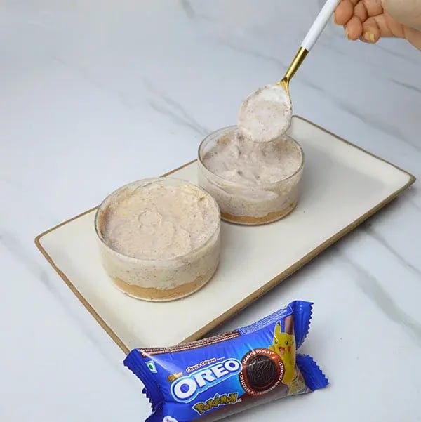 Oreo No-Bake Biscoff Cheesecake with Cashew Crumble - Refrigerate overnight