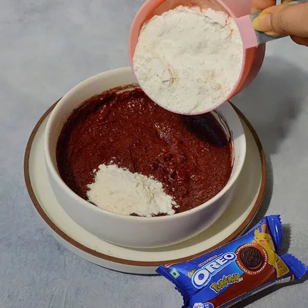 Oreo Red Velvet Brownie - Add all-purpose flour