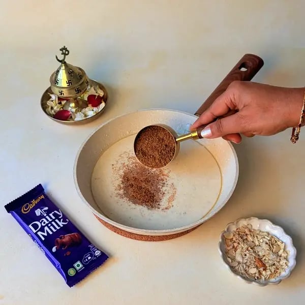 Pal Payasam With Cadbury Dairy Milk Chocolate For Onam - Mixing Jaggery Powder