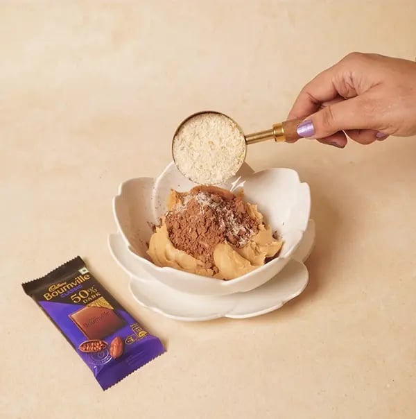 Peanut Butter Chocolate Bon Bon with Bournville-Finally stir in coconut flakes