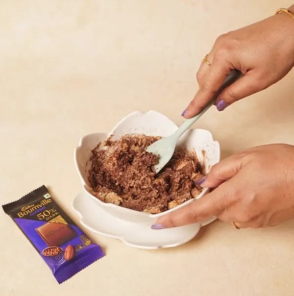 Peanut Butter Chocolate Bon Bon with Bournville-Fold them in gently until evenly distributed