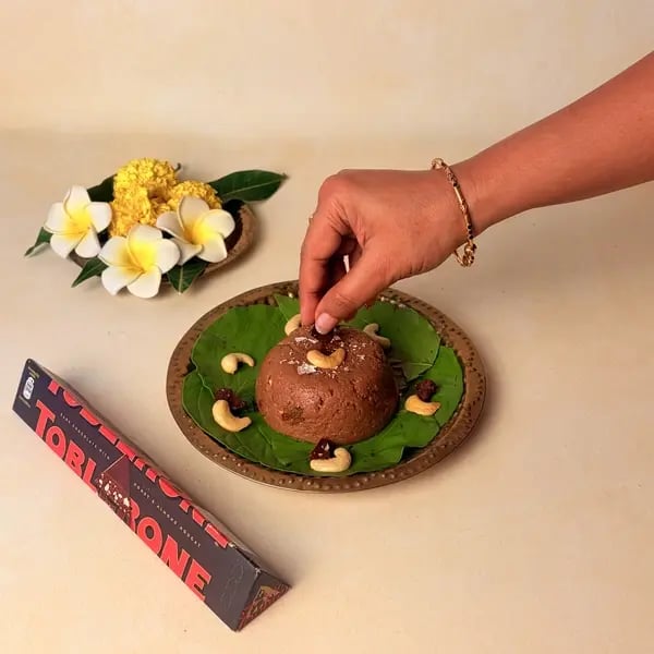 Rawa Kesari With Cadbury Toblerone For Onam - Garnished With Cashews Toblerone