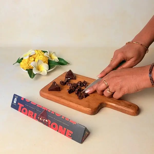 Rawa Kesari With Cadbury Toblerone For Onam - Chopped Toblerone Pieces