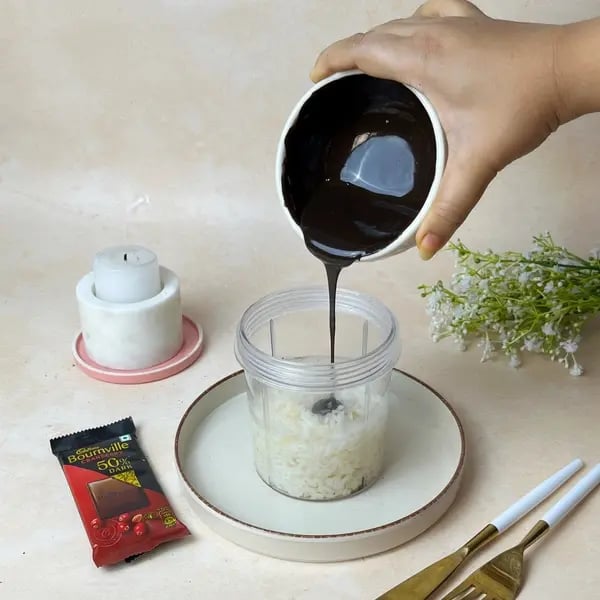 Rice Bournville Pudding - Adding Melted Chocolate