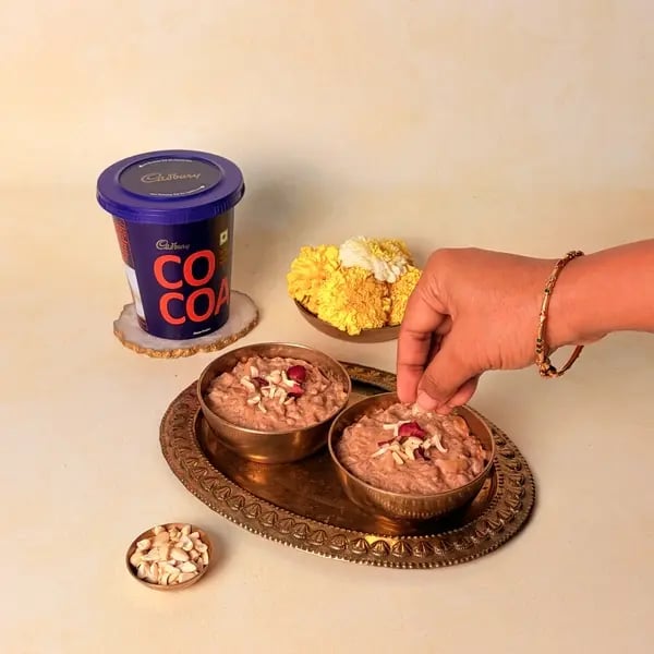 Rice Payasam With Cadbury Cocoa Powder For Onam - Garnished Payasam Bowl