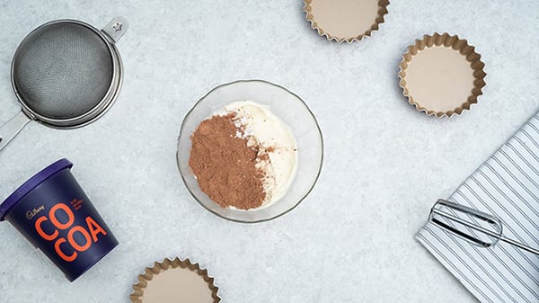 Rich Chocolate Tart Recipe - Cocoa Powder Mixing