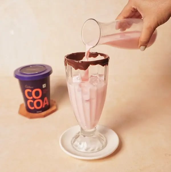 Rooh Afza Chocolate Milk Sharbat-Gently pour the Rooh Afza