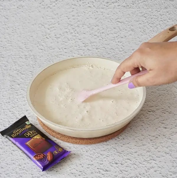 Rose flavored Kulfi with Dry fruit and Bournville Chocolate-Simmer the mixture