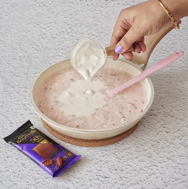 Rose flavored Kulfi with Dry fruit and Bournville Chocolate-Add fresh cream