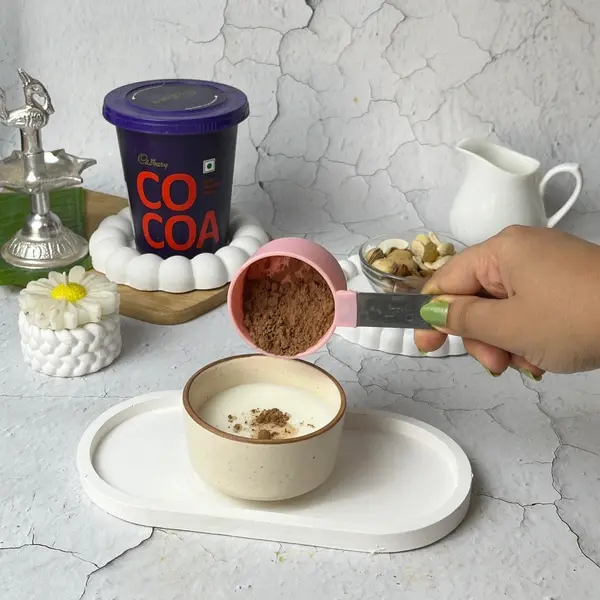 Royal Dry Fruit Halwa Recipe For Diwali Using Cadbury Cocoa Powder - Mixing Cocoa Milk
