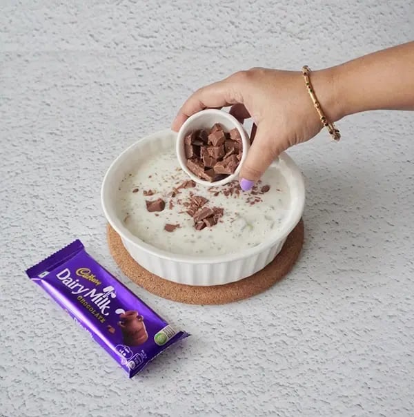 Sabudana Kheer Festive Dessert with Pistachios and Dairy Milk Chocolate Crunch-Remove from heat and sprinkle the chopped Dairy Milk chocolate