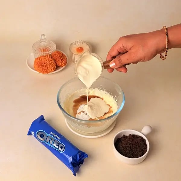 Sabudana Kheer Tiramisu Cups: A Navratri Dessert With An Oreo Twist - Folding Cream And Oreos