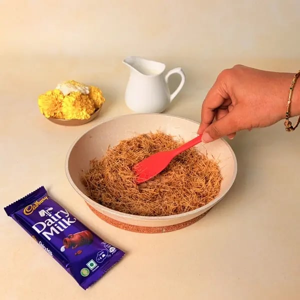 Semiya Payasam With Cadbury Dairy Milk Chocolate For Onam - Roasting Vermicelli In Ghee