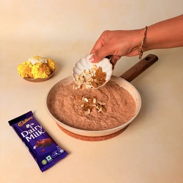 Semiya Payasam With Cadbury Dairy Milk Chocolate For Onam - Adding Nuts Raisins