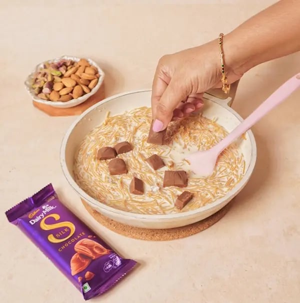 Seviyan Kheer with Cadbury Dairy Milk Silk -Break the Dairy Milk Silk chocolate