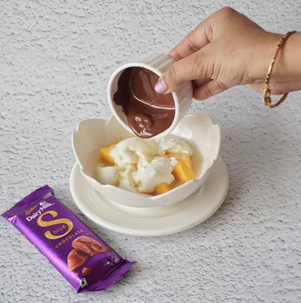 Silk Chocolate Mango Lassi Fusion-Combine the mango-yogurt mixture