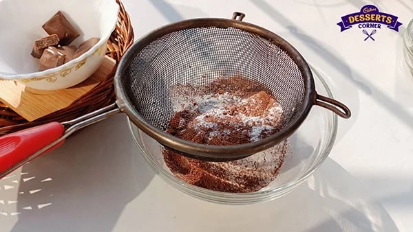 Silky Mug Cake Recipe - Sifting Dry Ingredients