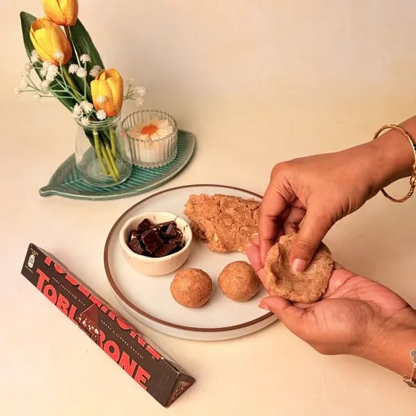 Singhare Ka Halwa Truffles: A Vrat-Friendly Navratri Sweet With A Toblerone Chocolate Center - Flattening Halwa Disc