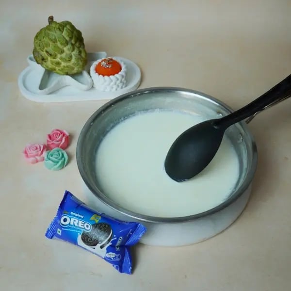 Sitaphal Basundi Recipe With Oreo: Give This Creamy Festive Dessert A Crunchy Twist - Boiling Milk Pan
