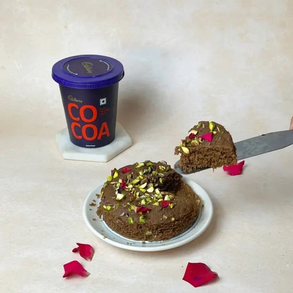 Softest Eggless Cocoa Mango Cake - Baked Cake Skewer Test