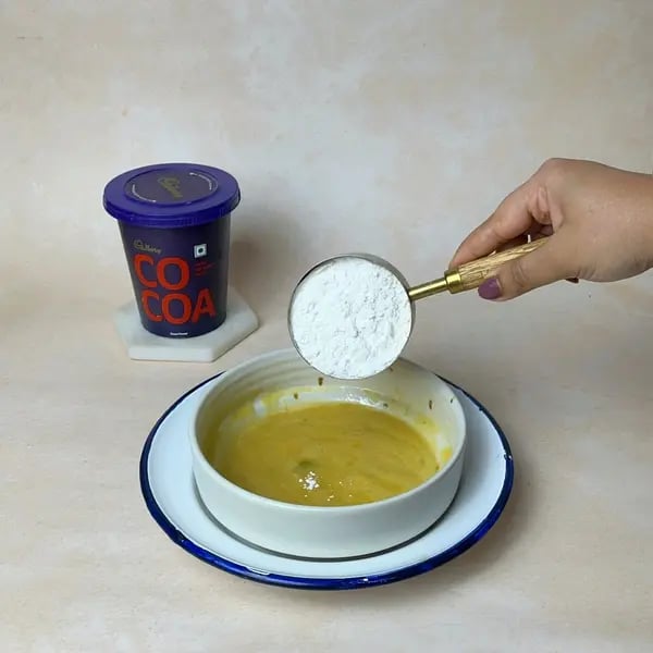 Softest Eggless Cocoa Mango Cake - Sifting Flour Bowl