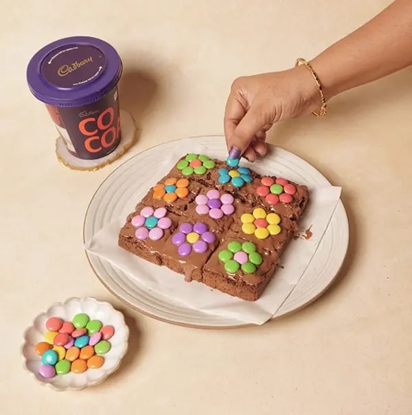 Spring Flower Brownies with Cadbury Gems-Decorate each square