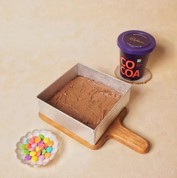 Spring Flower Brownies with Cadbury Gems-Grease a square baking pan