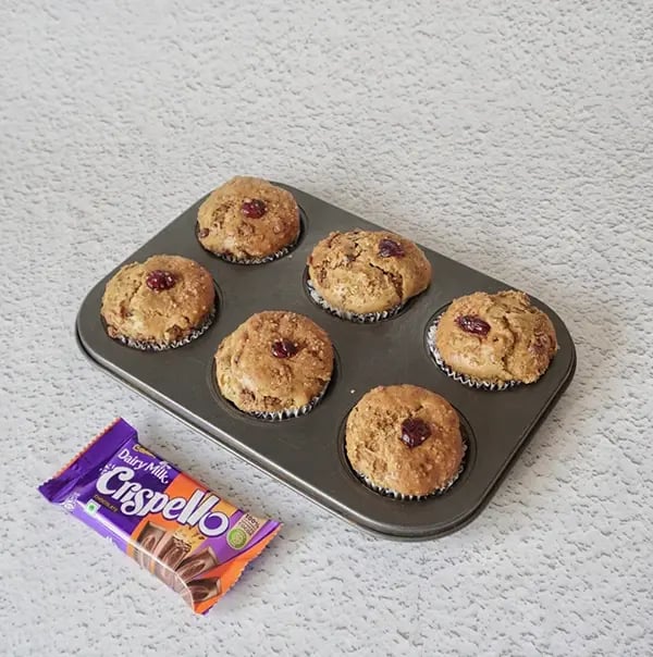 Sweet Potato Muffins with Cranberries and Crispello Chunks - Bake in the preheated oven