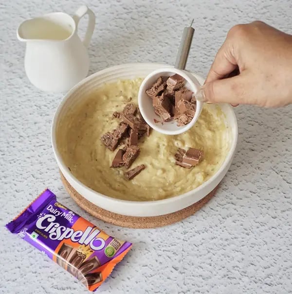 Sweet Potato Muffins with Cranberries and Crispello Chunks - Fold in the Cadbury Dairy Milk Crispello chunks