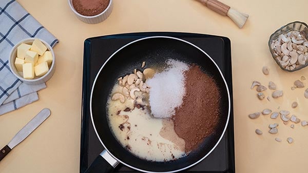 Easy Chocolate Barfi Recipe - Ingredients Combined