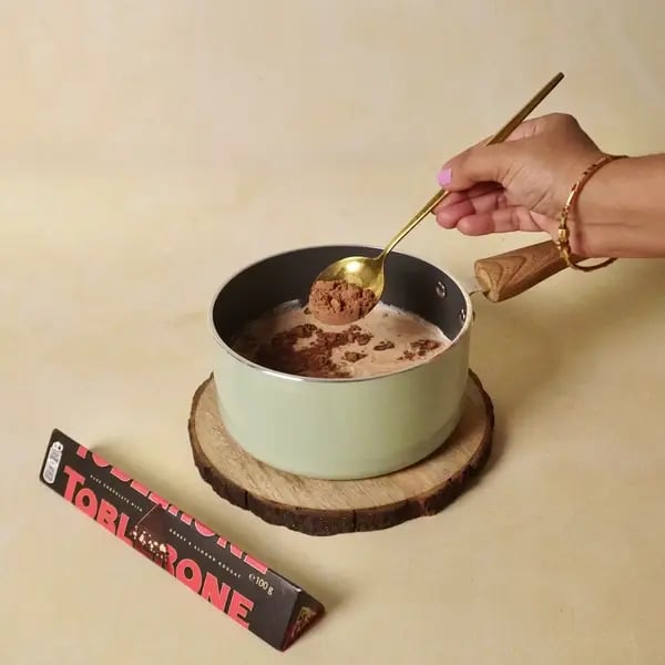 Toblerone Cocoa Hot Chocolate - Whisking Cocoa Sugar