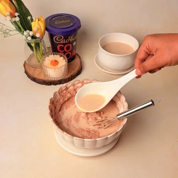 Traditional Bengali Mishti Doi Recipe With A Chocolatey Twist For Dussehra - Pouring Milk Mixture