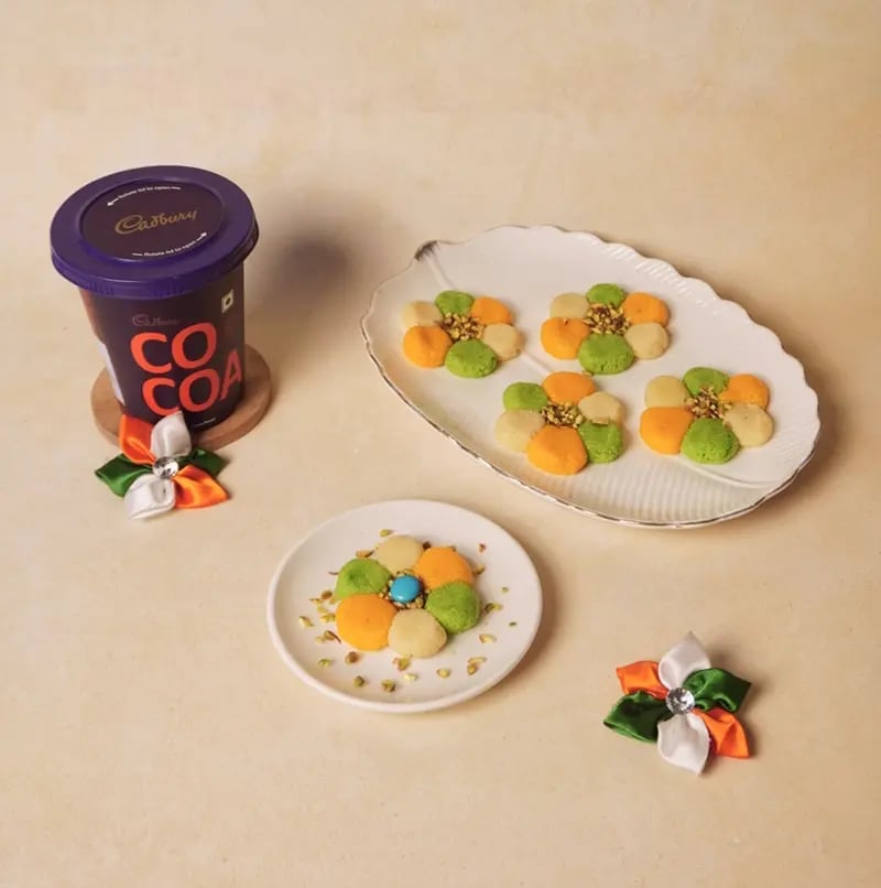 Ticolo Chocolate Flowe Sondesh with Mawa and Pistachio fo INDEPENDENCE DAY Recipe
