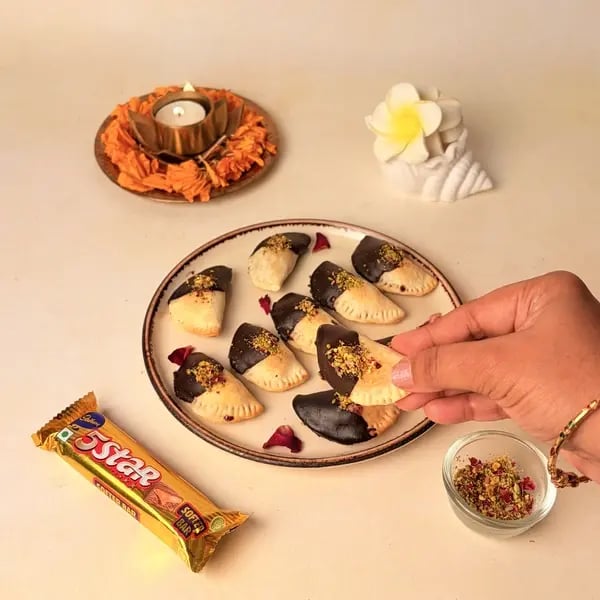 Try This Diwali Special Baked Gujiya Recipe With Cadbury 5 Star For Your Loved Ones - Gujiyas On Platter