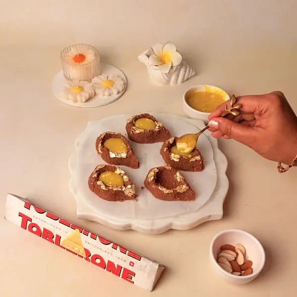 Try This Festive Special Chocolate Kesar Peda Recipe With A Toblerone Twist - Piping Chocolate Diya