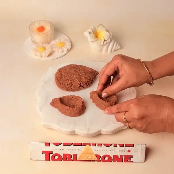 Try This Festive Special Chocolate Kesar Peda Recipe With A Toblerone Twist - Shaping Peda Diya
