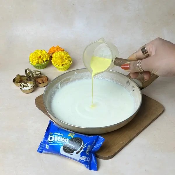 Try This Oreo Cookies & Cream Fusion Basundi Recipe For Diwali - Simmering Milk Saffron