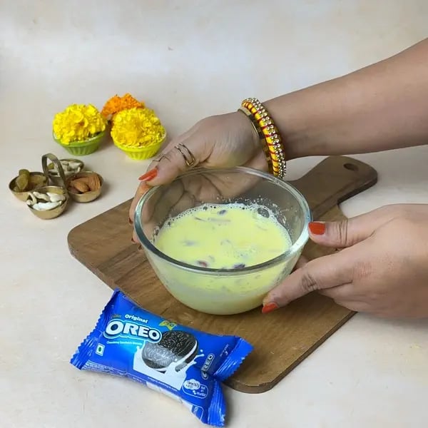 Try This Oreo Cookies & Cream Fusion Basundi Recipe For Diwali - Chilled Basundi Mixture