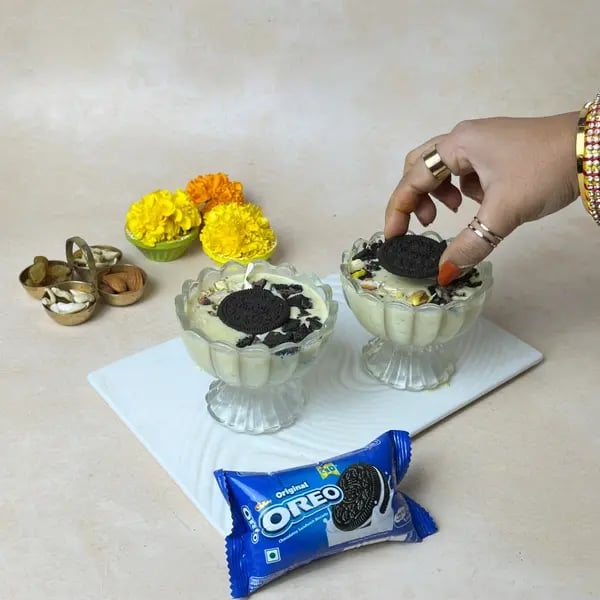 Try This Oreo Cookies & Cream Fusion Basundi Recipe For Diwali - Garnished With Nuts Oreo
