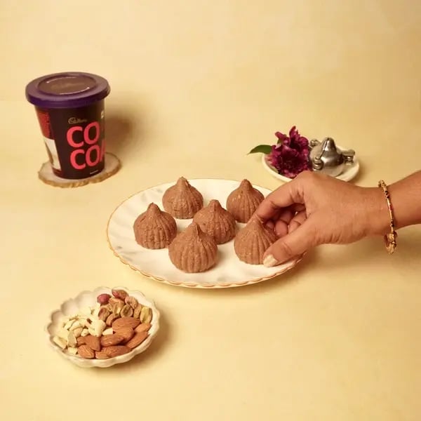 Vinayaka Chavithi Special Cocoa Paneer Modak - Unmoulded Modak On Plate