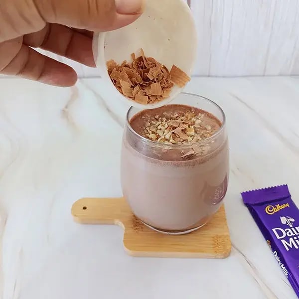Walnut Chocolate Milkshake - Garnish with crushed walnuts